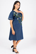 Load image into Gallery viewer, Denim long kurti half sleeve Notch V neck New 9