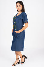 Load image into Gallery viewer, Denim long kurti half sleeve Notch V neck New 9
