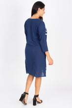 Load image into Gallery viewer, Full Sleeve Cotton Dress Kurti with 3 Button Embroidery - 1852-2 Blue