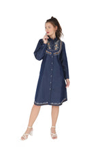 Load image into Gallery viewer, Denim dress full sleeve embroidery 1820-3