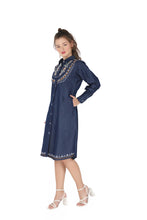 Load image into Gallery viewer, Denim dress full sleeve embroidery 1820-3