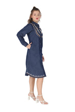 Load image into Gallery viewer, Denim dress full sleeve embroidery 1820-3
