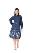 Load image into Gallery viewer, Denim dress full sleeve embroidery 1836-7