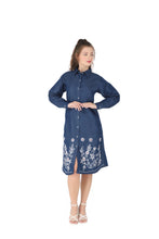 Load image into Gallery viewer, Denim dress full sleeve embroidery 1836-7