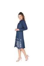 Load image into Gallery viewer, Denim dress full sleeve embroidery 1836-7