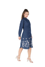 Load image into Gallery viewer, Denim dress full sleeve embroidery 1836-7