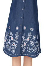 Load image into Gallery viewer, Denim dress full sleeve embroidery 1836-7