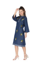 Load image into Gallery viewer, Denim Dress Embroideried (soft denim fabric) 1898-2