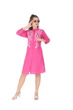 Load image into Gallery viewer, Women Embroidered Dress with side pockets 1904-2 Pink