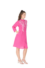 Load image into Gallery viewer, Women Embroidered Dress with side pockets 1904-2 Pink