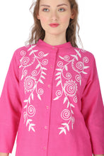 Load image into Gallery viewer, Women Embroidered Dress with side pockets 1904-2 Pink