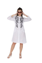 Load image into Gallery viewer, Women Embroidered Dress with side pockets 1904-2 White