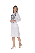 Load image into Gallery viewer, Women Embroidered Dress with side pockets 1904-2 White