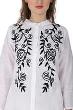 Load image into Gallery viewer, Women Embroidered Dress with side pockets 1904-2 White