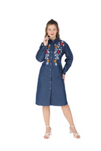 Load image into Gallery viewer, Denim dress full sleeve embroidery 1836-8