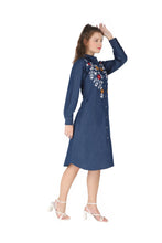 Load image into Gallery viewer, Denim dress full sleeve embroidery 1836-8