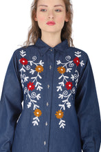 Load image into Gallery viewer, Denim dress full sleeve embroidery 1836-8
