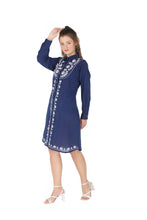 Load image into Gallery viewer, Cotton Shirt Border Emboroidery 1906-3 Blue