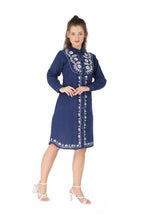 Load image into Gallery viewer, Cotton Shirt Border Emboroidery 1906-3 Blue