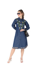 Load image into Gallery viewer, Denim dress full sleeve embroidery 1836-9