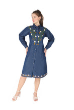 Load image into Gallery viewer, Denim dress full sleeve embroidery 1836-9
