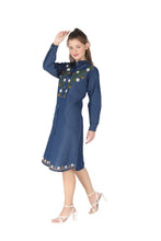 Load image into Gallery viewer, Denim dress full sleeve embroidery 1836-9
