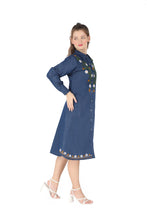 Load image into Gallery viewer, Denim dress full sleeve embroidery 1836-9