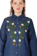 Load image into Gallery viewer, Denim dress full sleeve embroidery 1836-9