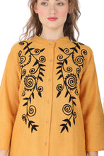 Load image into Gallery viewer, Women Embroidered Dress with side pockets 1904-2 Yellow