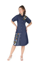 Load image into Gallery viewer, Denim Dress Embroideried (soft denim fabric)1819-7