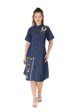 Load image into Gallery viewer, Denim Dress Embroideried (soft denim fabric)1819-7