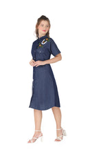 Load image into Gallery viewer, Denim Dress Embroideried (soft denim fabric)1819-7