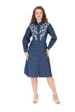Load image into Gallery viewer, Denim dress full sleeve embroidery 1836-10