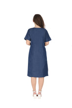 Load image into Gallery viewer, Denim dress half sleeve embroidery 1830-2