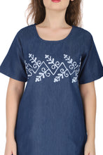 Load image into Gallery viewer, Denim dress half sleeve embroidery 1830-2