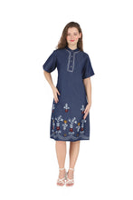 Load image into Gallery viewer, Denim dress with embroidery 1829 Half Sleeve