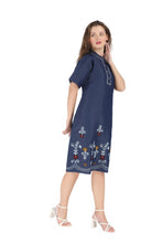 Load image into Gallery viewer, Denim dress with embroidery 1829 Half Sleeve