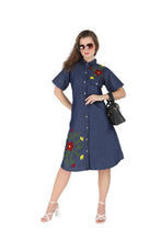 Load image into Gallery viewer, Denim Dress Embroidered (soft denim fabric)1819-8