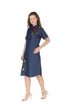 Load image into Gallery viewer, Denim Dress Embroidered (soft denim fabric)1819-8