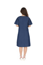 Load image into Gallery viewer, Half sleeve Denim Dress Kurti with Front Pocket 1941-2