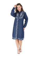 Load image into Gallery viewer, Denim dress full sleeve embroidery 1820-4