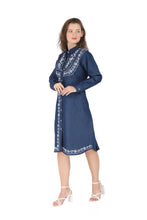 Load image into Gallery viewer, Denim dress full sleeve embroidery 1820-4
