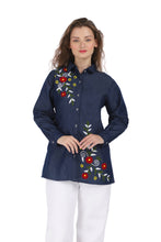 Load image into Gallery viewer, Denim Dress Embroideried (soft denim fabric) 1899-4