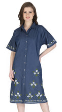 Load image into Gallery viewer, Denim Dress With Embroidered (Soft Denim Fabric) - 3002