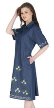 Load image into Gallery viewer, Denim Dress With Embroidered (Soft Denim Fabric) - 3002