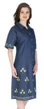 Load image into Gallery viewer, Denim Dress With Embroidered (Soft Denim Fabric) - 3002