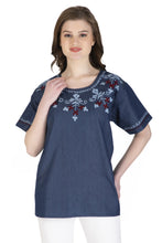 Load image into Gallery viewer, Embroideried Denim Top - 3005