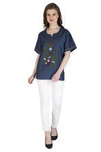 Load image into Gallery viewer, Embroideried Denim Top - 3008