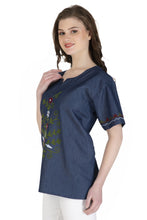 Load image into Gallery viewer, Embroideried Denim Top - 3008
