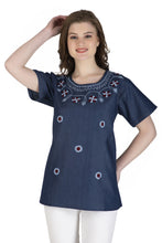 Load image into Gallery viewer, Embroideried Denim Top - 3010